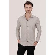 Sütlü Kahve Slimfit Düz Oduncu Erkek Gömlek Yeşil