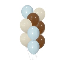 10 Adet 12 Inç Makaron Kahverengi Mavi Ve Beyaz Karışık Balon Çok Renkli
