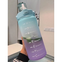 2d Ve 3d Stickerlı Motivasyon Matara 2000 Ml Suluk, Su Şişesi - Bpa Içermez - Mavi Mor