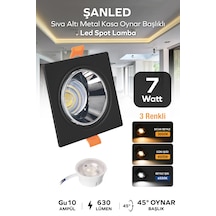 7w 3 Renkli Sıva Altı Kare Metal Siyah Krom Kasa Oynar Başlıklı Gu10 Led Spot 1 Adet Siyah - Bakır
