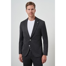 Morven Erkek Siyah Trend Slim Fit Yandan Lastikli Mono Yaka Takım Elbise 25ms001021001 Siyah