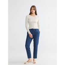 Lcwaıkıkı Classic İndigo Carrot Fit Keten Karışımlı Kadın Jean Pantolon