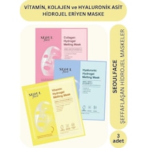 Dermal Vitamin Kolajen Ve Hiyalüronik Asit Özlü Hydrojel Şeffaflaşan Eriyen Maske 34g 3 Adet