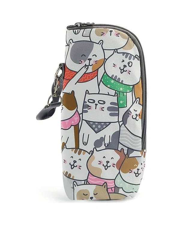 Elmpaly Yavru Kedi Desenli Termal Şişe Çantası Seyahat İçin Taşınabilir Isı Koruma