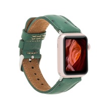 Apple Watch Uyumlu Deri Kordon 42-44-45mm De6 Yeşil