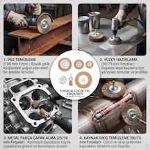 Çelik Tel Fırça Seti, 5 Parça, 25-38-50-75-100 Mm, Endüstriyel Metal Temizleme Ve Yüzey Hazırlama