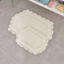 Soft Lace 2'li Banyo Paspası - Ekru - 40x60 Cm + 60x90 Cm Çok Renkli