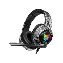 K19 Kablolu E-spor Oyuncu Kulaklığı 40mm Sürücü Ünitesi Gürültü Azaltma Mikrofon Geniş Uyumluluk Kamuflaj Gri - Gri