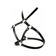 İkikareshop Siyah Göğüs Harness Metal Halka Detaylı - Brf231 Çok Renkli