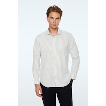Morven Erkek Lacivert Trend Çizgili Slim Fit İtalyan Yaka Gömlek 26mc004063200 Lacivert