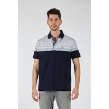 Claudio Campione Minimalist Polo Yaka Kısa Kol Erkek T-shirt - Günlük Stil Lacivert - Mavi