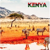 Kenya Temalı Ahşap Bardak Altlığı Çok Renkli