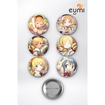 Madoka Magica Mami Tomoe & Sayaka Miki Çanta Süsü Rozet İğneli Buton Rozet Seti 58 Mm 6'lı Çok Renkli