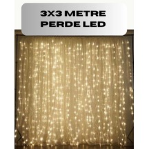 3x3 Perde Led Işık Şelale Model Özel Gün Dekoratif Aydınlatma Altın Sarısı