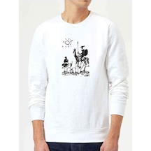 Picasso – Don Quixote Spain Don Baskılı Beyaz Erkek Örme Sweat