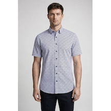 Xint Bisse Lacivert Regular Fit Cepsiz Kisa Paşa Yaka Gömlek Bsgmeks26313 C39