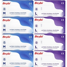 Beybi Lateks Pudralı Muayene Eldiveni Orta/ Büyük Karma 800lü Set