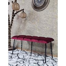 Zafir Metal Siyah Tel Ayaklı 100 Cm Puf Bench - Puf - Bench - Oturak - Mutfak Oturağı - Antre Oturağı Bordo