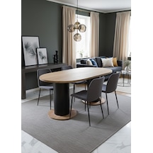 Oslo 180x90x74cm 36mm Kalın Kenarlı Oval Beyaz Sütunlu Yemek Masası Sandalye Yok Sadece Masadır Çok Renkli