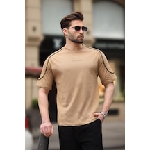 Madmext Kapuçino Bisiklet Yaka Basic Tişört E7132 Kapuçino Sütlü Kahverengi