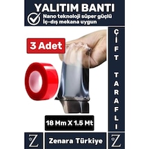 Premium Nano Teknoloji Güçlü Tamir Cam İç Dış Mekan Montaj Çift Taraflı Şeffaf Bant 1.5 Mt X 3 Adet