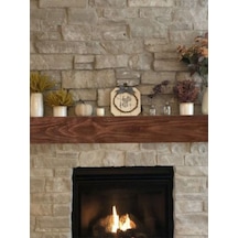 Dekoratif Doğal Ahşap Tek Li 80 X 15 X 5-6 Cm Şömine Üstü Raf Gizli Aparatlı Raf Ahşap