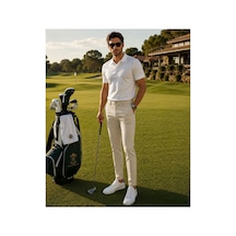 Hzr Wear Erkek Diz İzi Yapmayan En Boy Esnek Slim Fit Chino Pantolon Bej