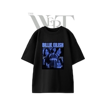 Thewert Billie Eilish Tasarım Baskılı Ünisex Siyah Oversize T-shirt