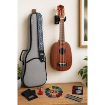 Midex Pa-21m Kaliteli Ananas Gövde Maun Ağacı Soprano Ukulele Seti Pineapple Body