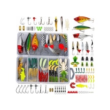 78 Parça Balıkçılık Yem Seti, Rapala Jig Sahte Olta Yemi Ve Aksesuar Kutusu, 3d Gözlü Popper Minnow Vıb Spinner Kaşık Kurbağa Karides Solucan Levrek Turna Alabalık Somon İçin Premium Balıkçı Seti