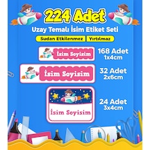 Uzay Temalı Okul Kreş Kişiye Özel İsim Etiket Seti - Model 50 Çok Renkli