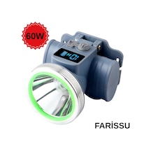 Ultra Güçlü 60w Dijital Göstergeli Kafa Feneri Şarjlı, Su Geçirmez, 3 Modlu Siyah