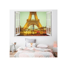 Eiffel Kulesi 3d Pencere Full Hd Baskı Duvar Sticker
