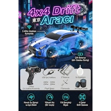 Uzaktan Kumandalı 4x4 Rc Drift Arabası Işıklı Buhar Efektli Duman Atan Şarjlı Çift Bataryalı 1:16 Çok Renkli