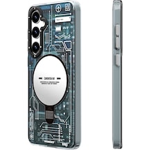 Galaxy S24 Uyumlu Kılıf Magsafe Şarj Özellikli Youngkit Technology Serisi Kapak Mavi