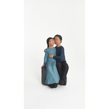 Minyatür Teraryum Sevimli Sarılan Erkek Kadın Çift Mavi-Siyah