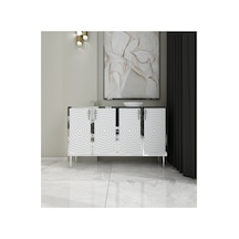 Helen 120 Cm Konsol, Tv Ünitesi, Çok Amaçlı Dolap- Beyaz-gümüş Beyaz-gümüş