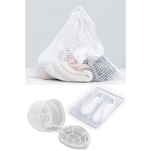 3lü Yıkama File Seti - Ayakkabı Filesi-plastik Aparatlı Sütyen Yıkama- Çamaşır Yıkama Filesi 1550 Çok Renkli