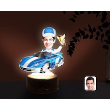 Kişiye Özel Erkek Rallici Karikatürlü Dekoratif 3D Biblo Led Işık