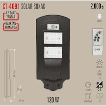 Ct-4691 120w Solar Led Projetör 1 Adet Beyaz Işık