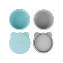 Oioi Silikon Kapaklı Mini Bites Kase 2'li Aqua Green/grey Yeşil