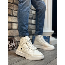Yıldızdan Beyaz Beyaz Taban Bağcıklı Kapitone Detaylı Poli Taban Erkek Spor Bot 7906060001206