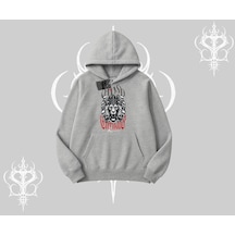Kapşonlu Sweatshirt Crowned Lion Rock Authority Myth Gri