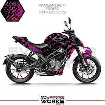 Cfmoto 250nk Sticker Kaplama Pembe Motor Kaplama Modeli Hazır Kit 2023 / 2025 Uyumlu Siyah