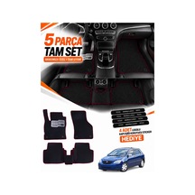 Toyota Corolla-e120-hatchback 2000-2007 Uyumlu Eva Oto Paspas Metal Topukluklu Siyah-bordo