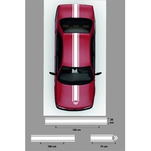 Citroen İçin Uyumlu Aksesuar Kaput-tavan-bagaj Çift Şerit Oto Sticker 3 Parça Beyaz 20 120 Cm-20 100 Cm-75 20 Cm