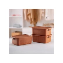 35x25x14 Cm Boyutlarında Kiremit Renk Kapaklı Saklama Kutusu, Dekoratif Organizer 0