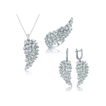 Gümüş Melek Kanadı Kadın Set Gümüş