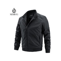 Moda Düz Renk Dik Yaka Günlük Erkek İnce Ceket Siyah