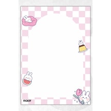 A5 Kawaii Tavşan Bloknot Çizgisiz Defter - 50 Yaprak - Notepad - Not Defteri - Not Kağıdı Pembe Pembe